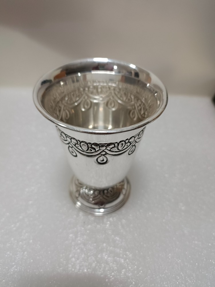 Silver plated goblet | Sam Judaica wine cup | Silver plated Kiddush cup