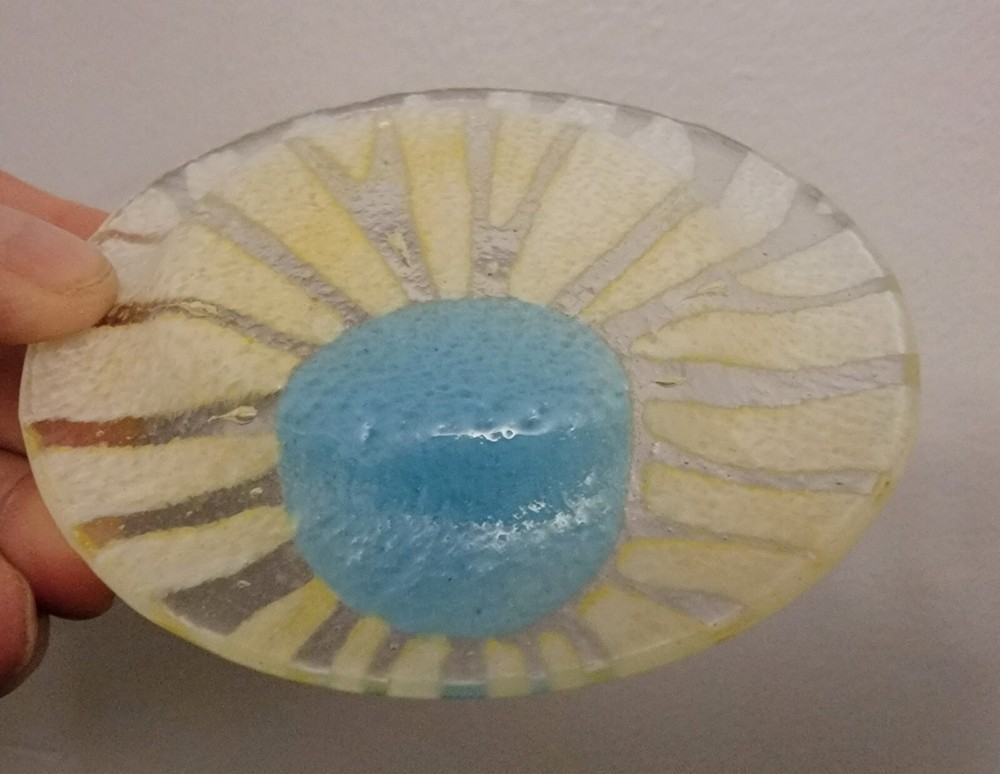 Sydenstricker Fused Art Glass Cup Plate Cape Cod Ma. Sunburst Design