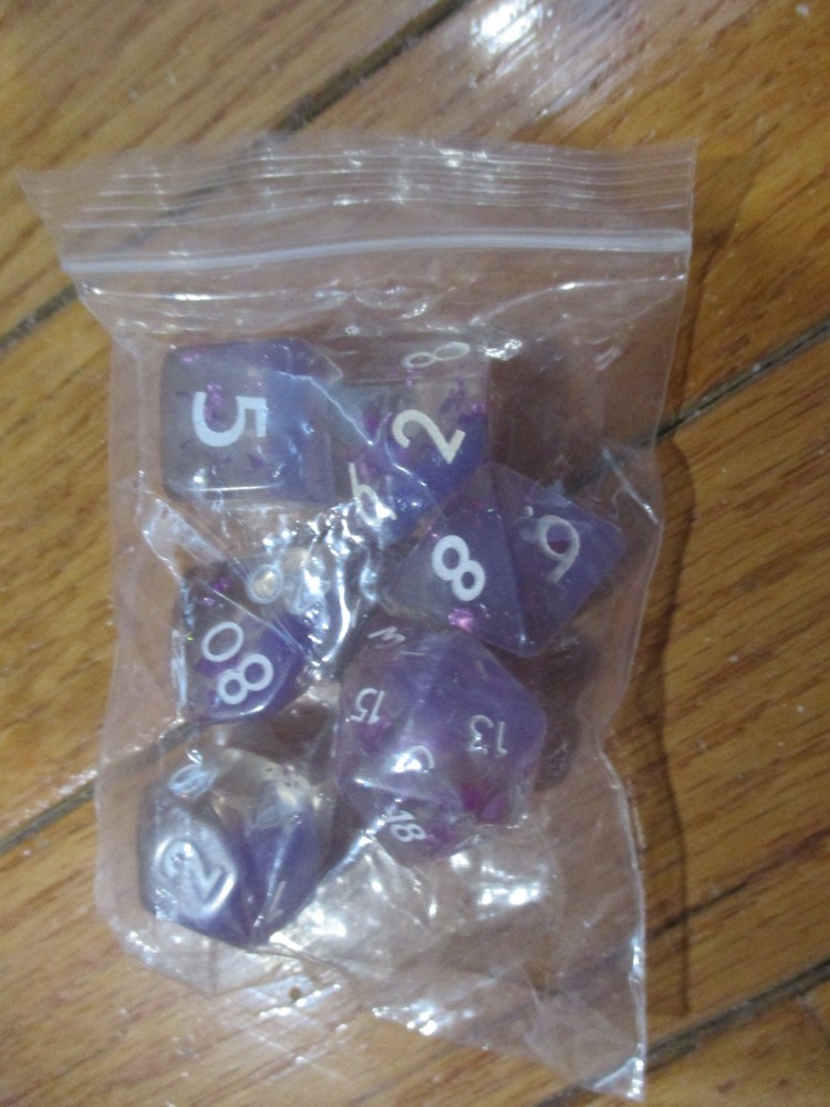 7 Piece Polyhedral Resin Dice Set Light Purple w/White