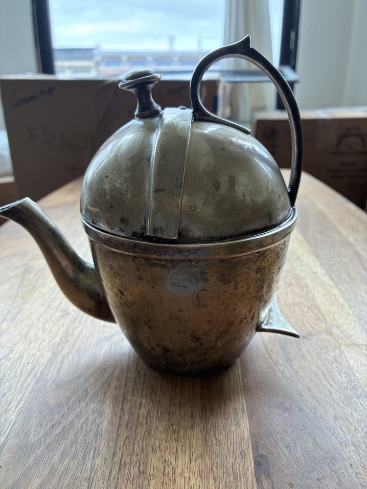 silver plate teapot upright