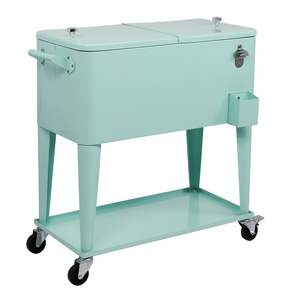Rectangular Plastic Frozen Insulation Cart, Mint Green, Portable Cooler