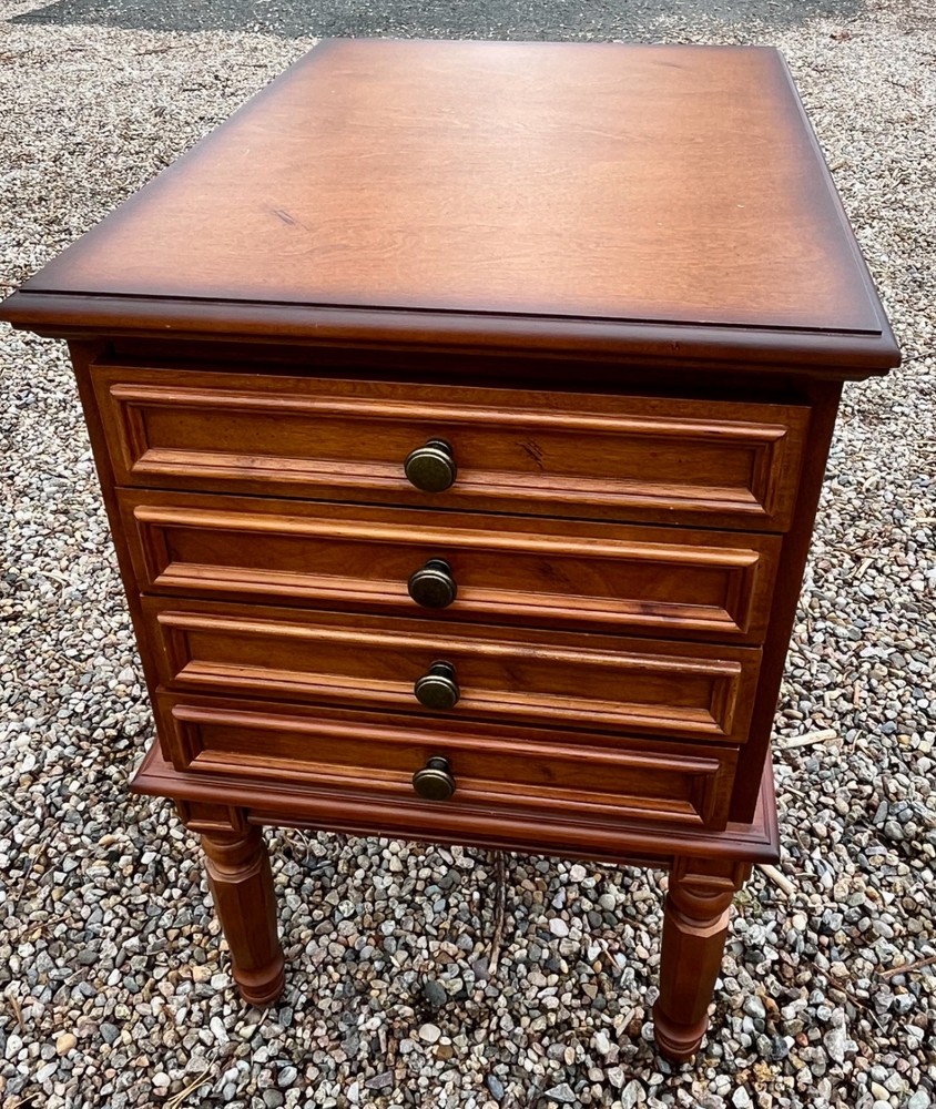 Side Table With Storage Of Four Folding Serving Tray Stands Solid Birchwood