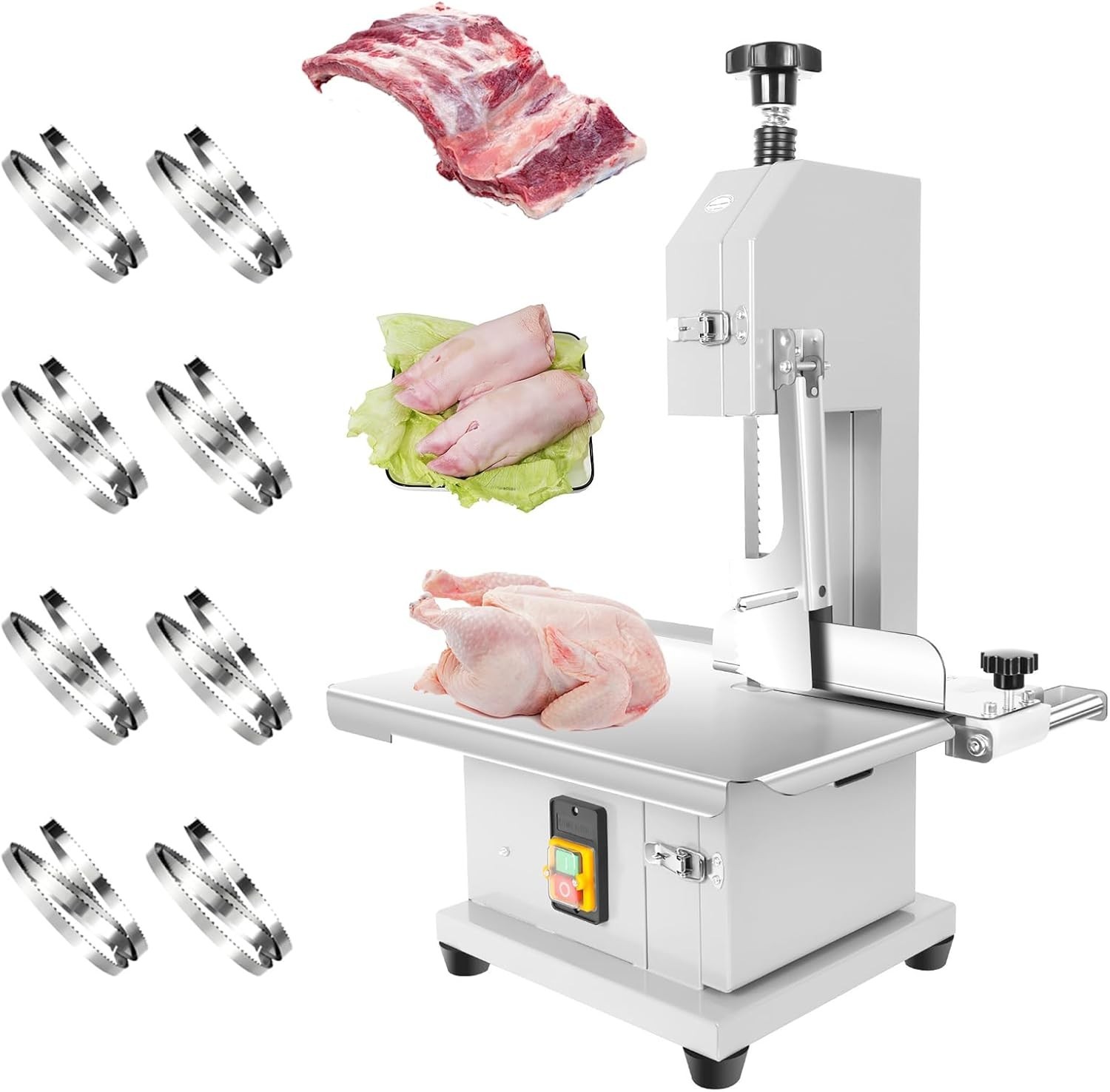 1000W Electric Bone & Meat Saw Machine Frozen Meat Cutter for butcher 8 Blades