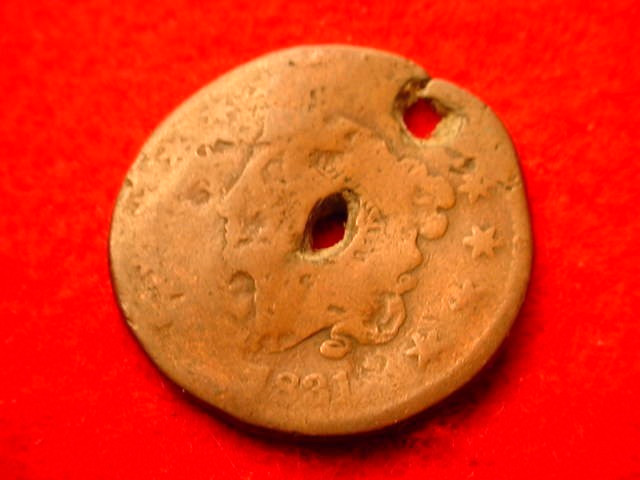 1831 CORONET HEAD LARGE CENT  COPPER COIN!   #Z-109