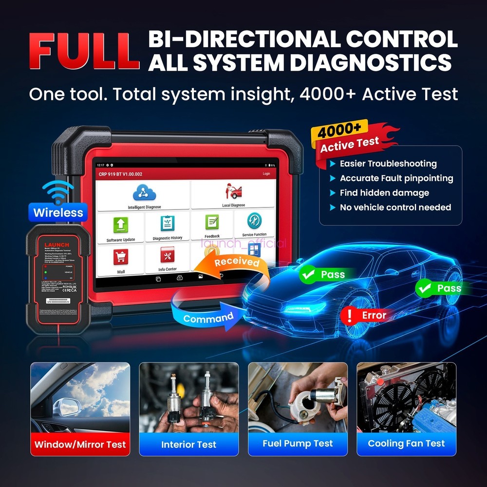 2026 LAUNCH X431 CRP919E BT Car Diagnostic Coding Tool All System OBD2 Scanner*