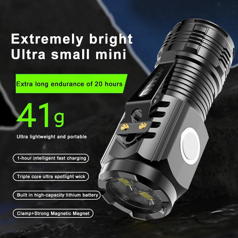 4pcs Mini LED Flashlight Super Bright Waterproof Camping Lamp w/ Tail Magnet