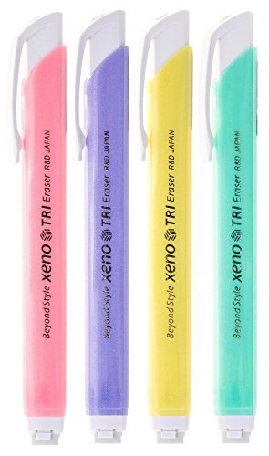 Tri-II Retractable Click Eraser Assorted Colors 4-Pack