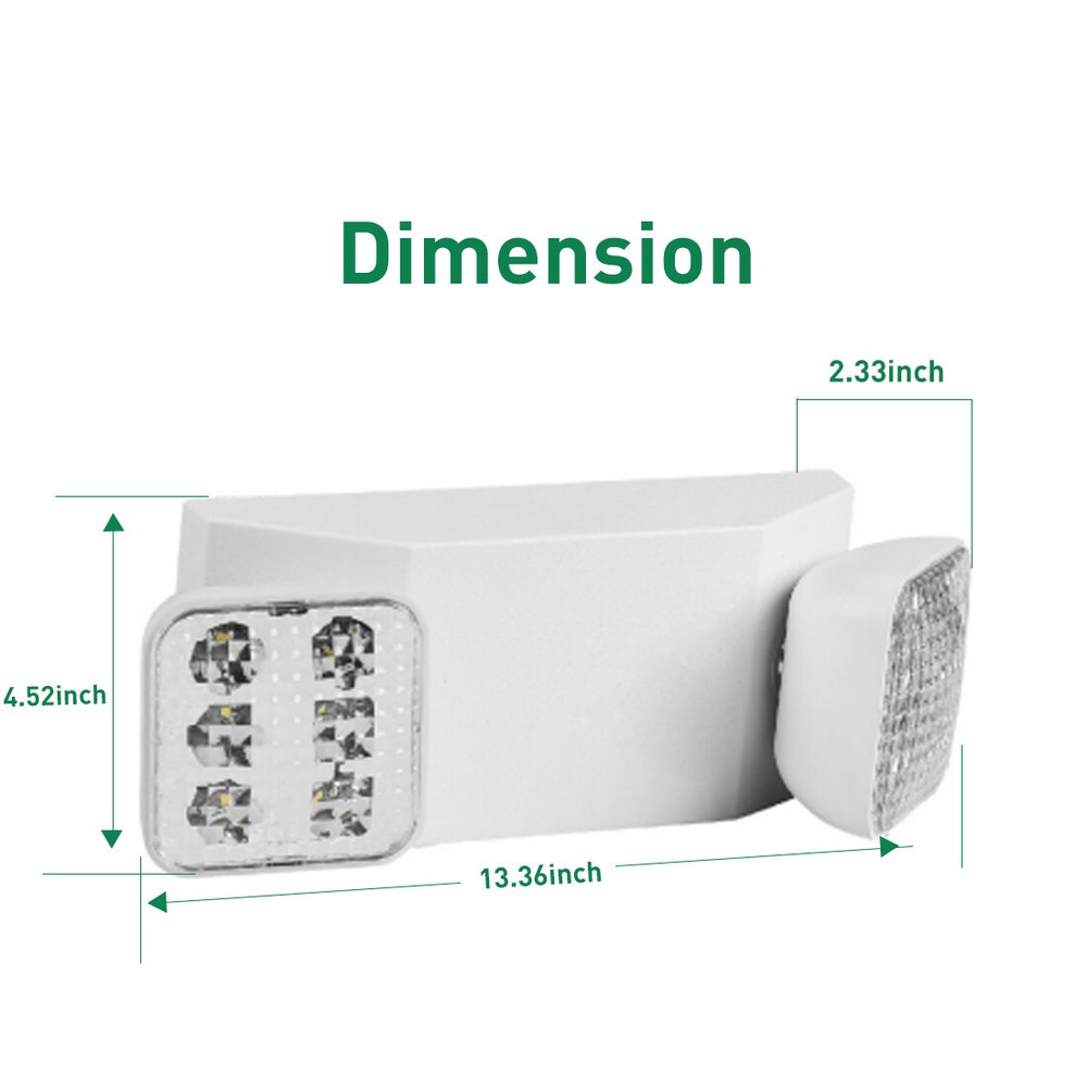 LED Emergency Lights , Exit Sign Light Adjustable Dual Head Battery Back-up UL