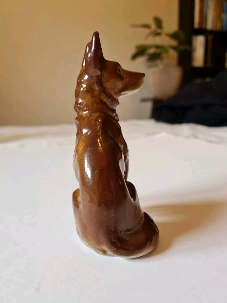 Vintage German Shepherd Ceramic Statue