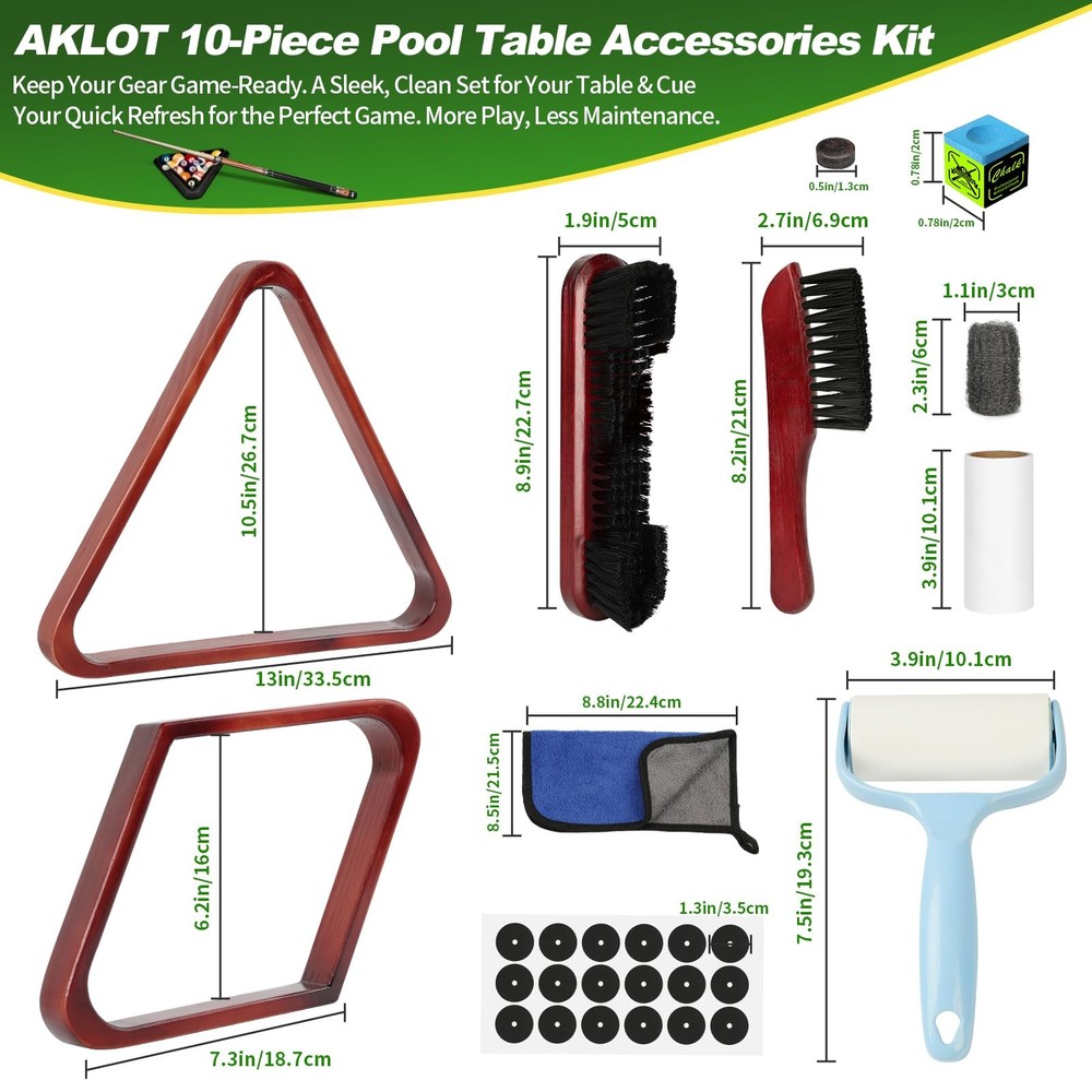 Pool Table Brush Set for Felt,10 Kit Billiard Table Cleaning Accessories with...