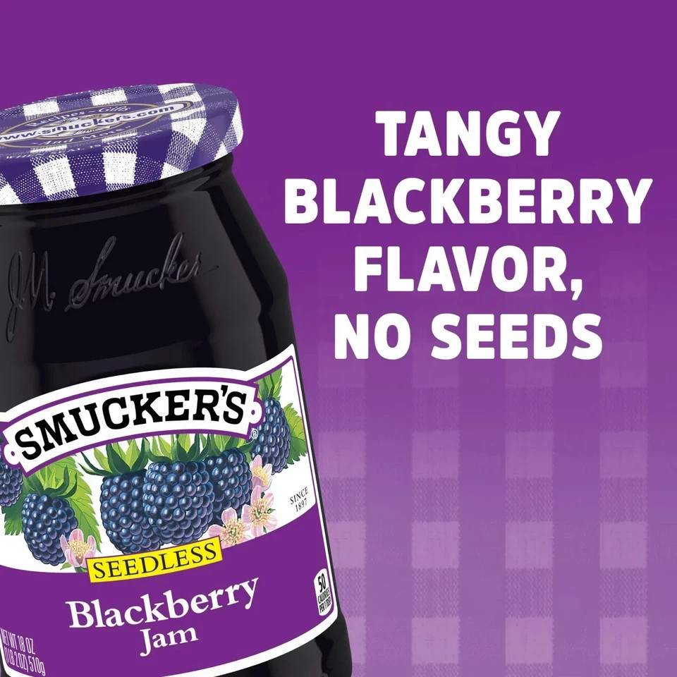 (2 pack) Smucker's Seedless Blackberry Jam, 18 oz