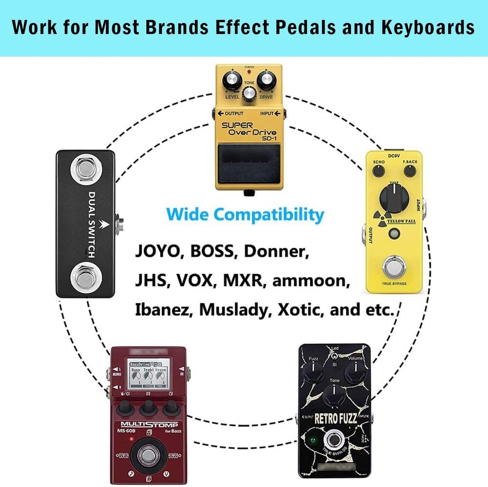 JOYO Compressor Guitar Pedal Effect Fully Analog Circuit + Power Supply 4 Cables