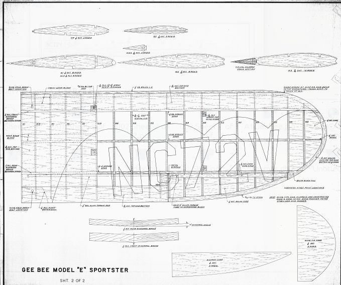 1/4 Scale Gee Bee "E" Giant Scale RC AIrplane Printed Plans