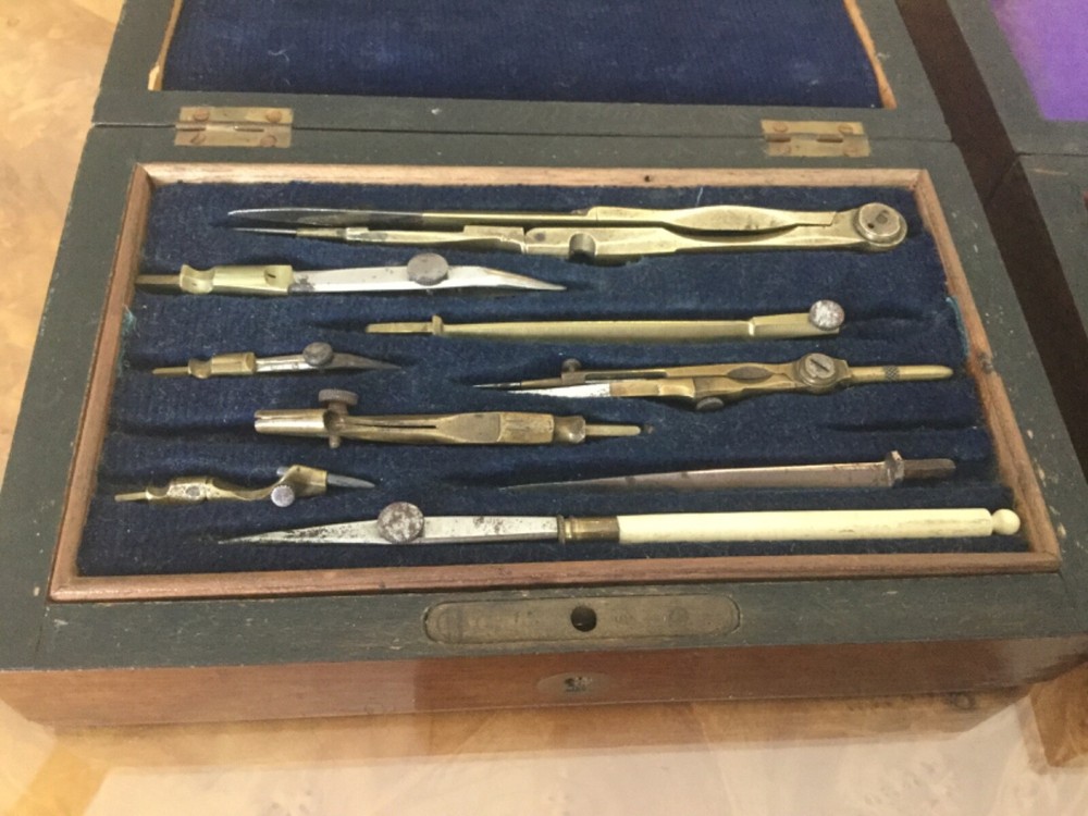 Antique drawing sets draftsman set boxed antique pens