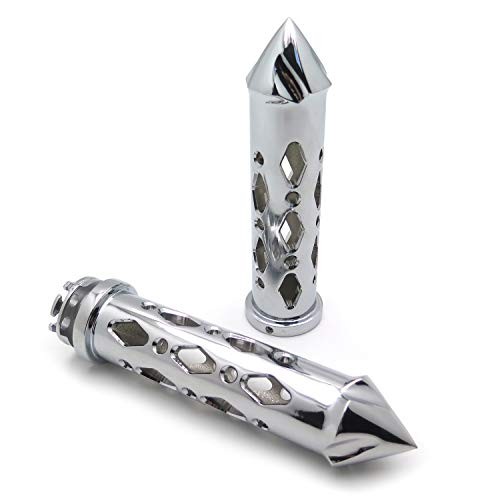 TRHB121-22- Chromed Hollowed-out Spike Grip 7/8" Bars CNC Compatible with