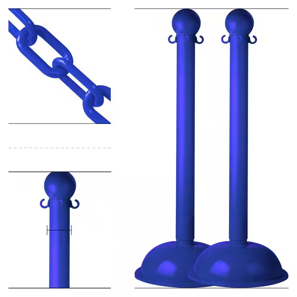 Blue Heavy Duty Stanchion & Chain Kit (2-Pack)