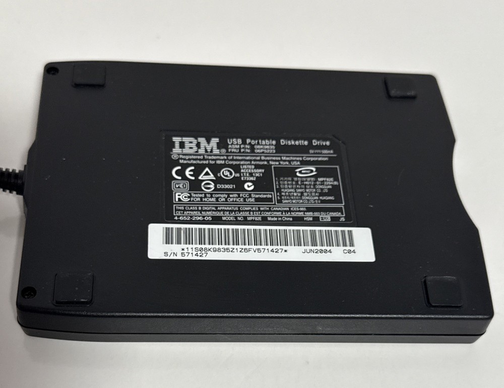 IBM Portable USB External Floppy Diskette Drive MPF82E UNTESTED - READ