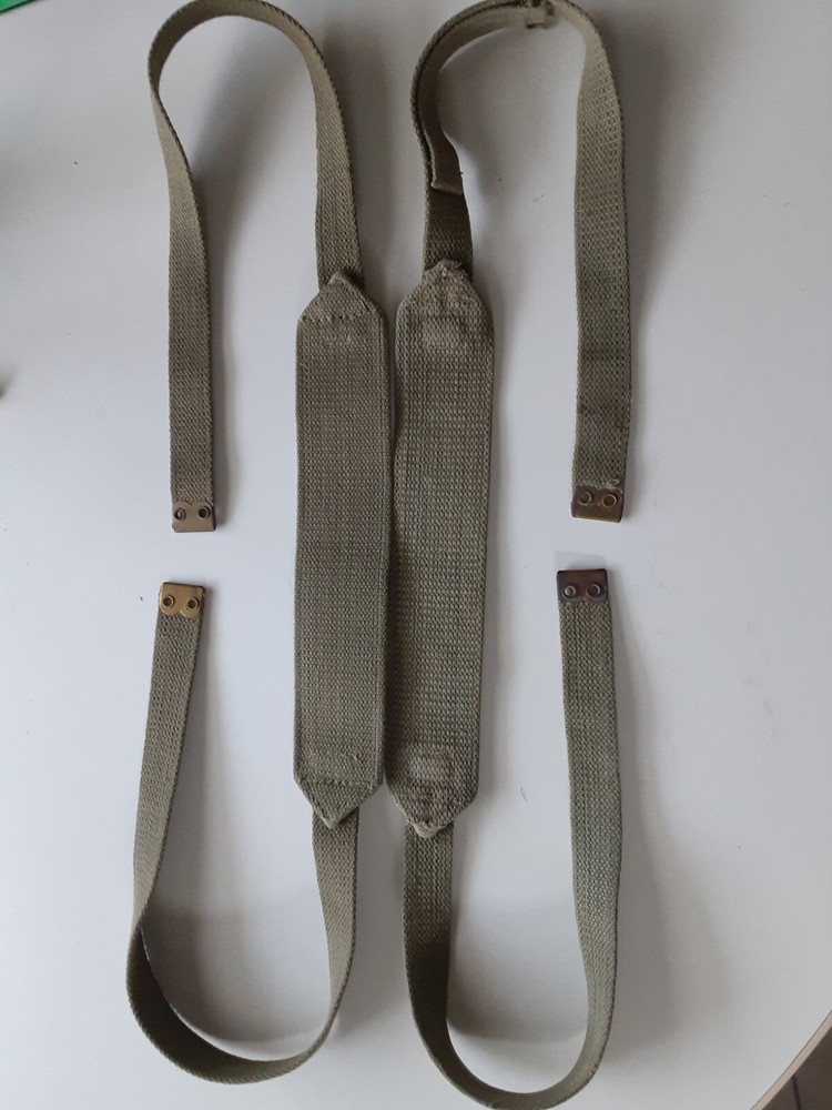 British WW2 Khaki Web Support Braces nicely Un Marked Olive Shade