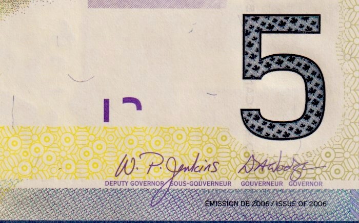 Canada $5 (2006) - BC-67a / P-101Aa UNC Note - Prefix AOL