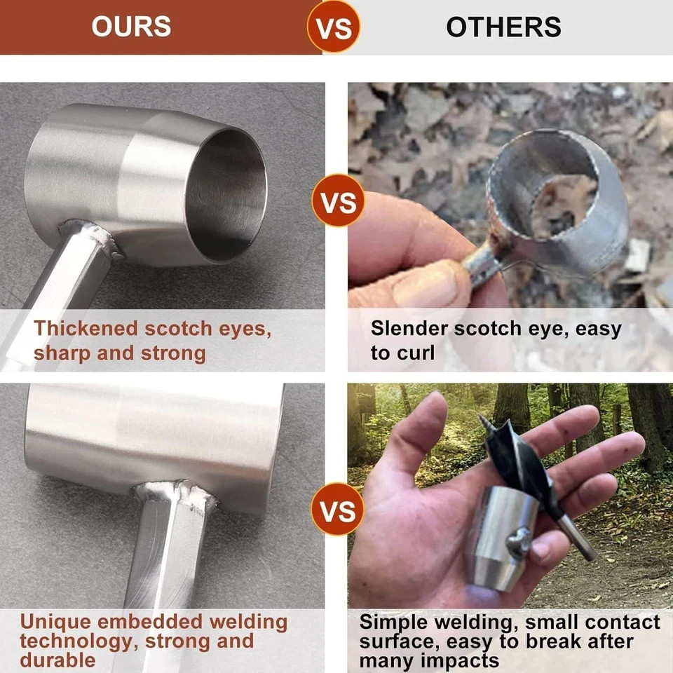 Bushcraft hand auger settlers wrench manual hole drill for survival & camping