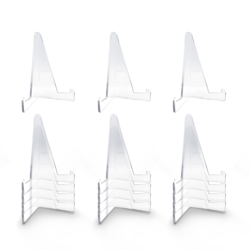 5 Pack Plastic Card Display Stand - Super Hard Clear Display for Baseball, Sp...
