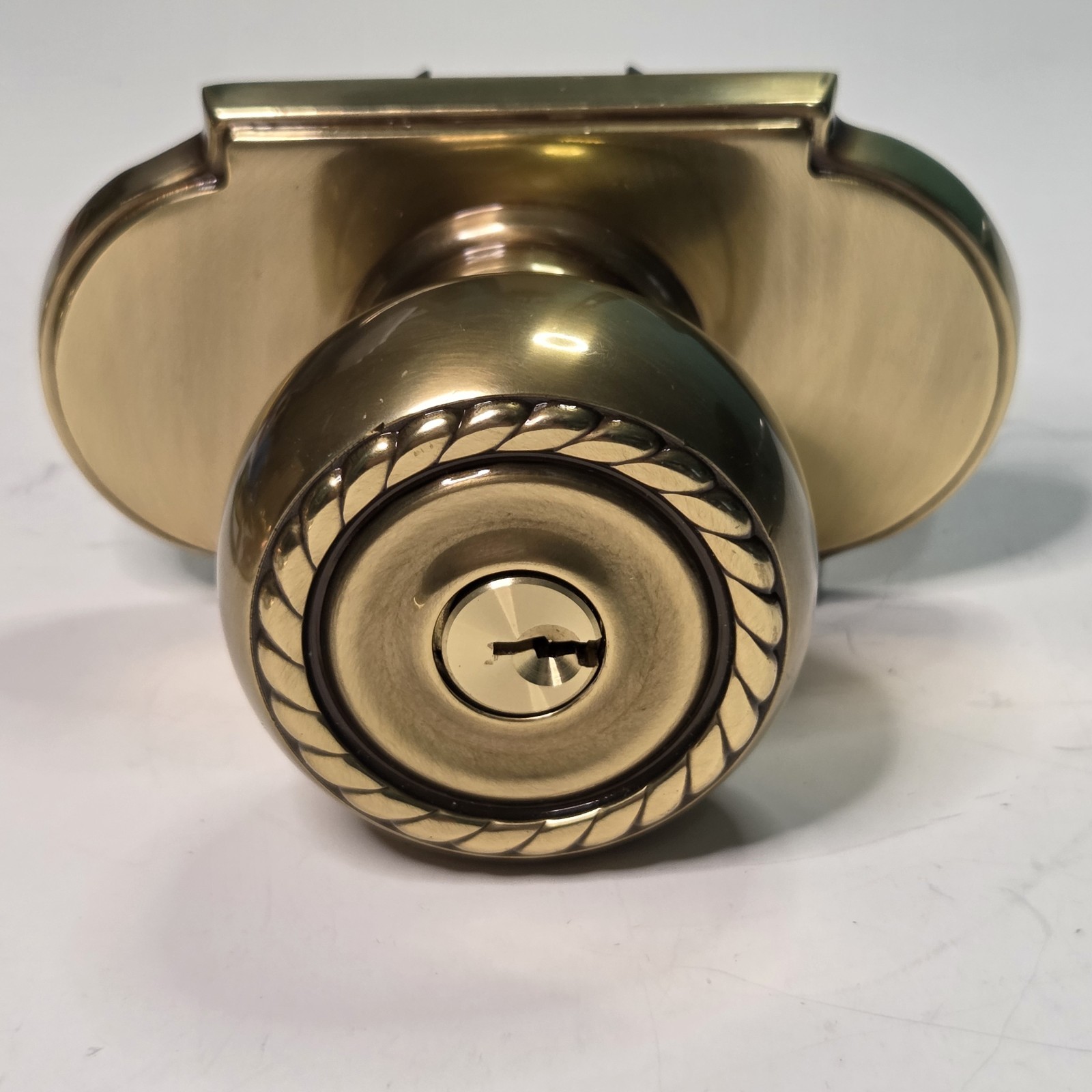 Emtek Rope Entry Door Knob 5108RKUS7 Polished Brass Keyed Lockset w Keys