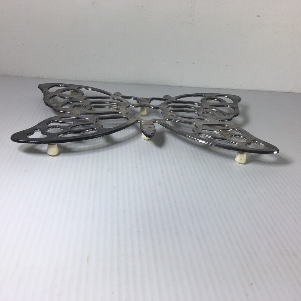 Leonard Silverplate Butterfly Trivet Italy Vintage Mid Century MCM