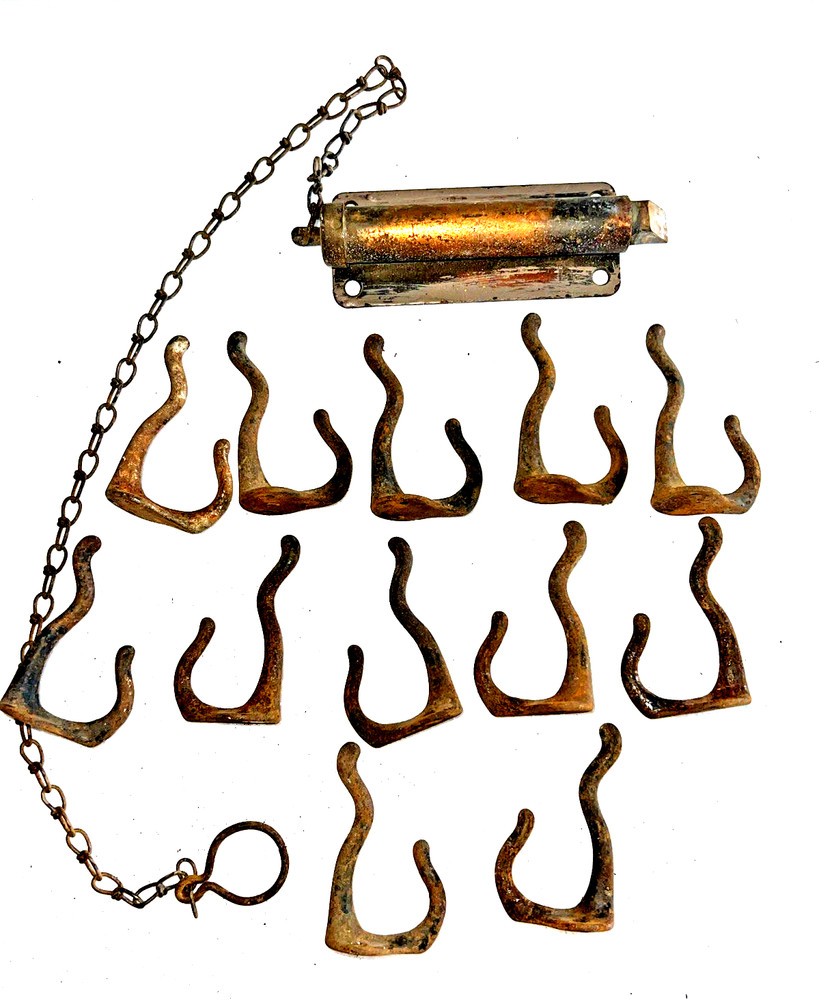 Antique Vintage Spring Load Barn Gate Door Latch Lock Pull Chain Rustic Hooks