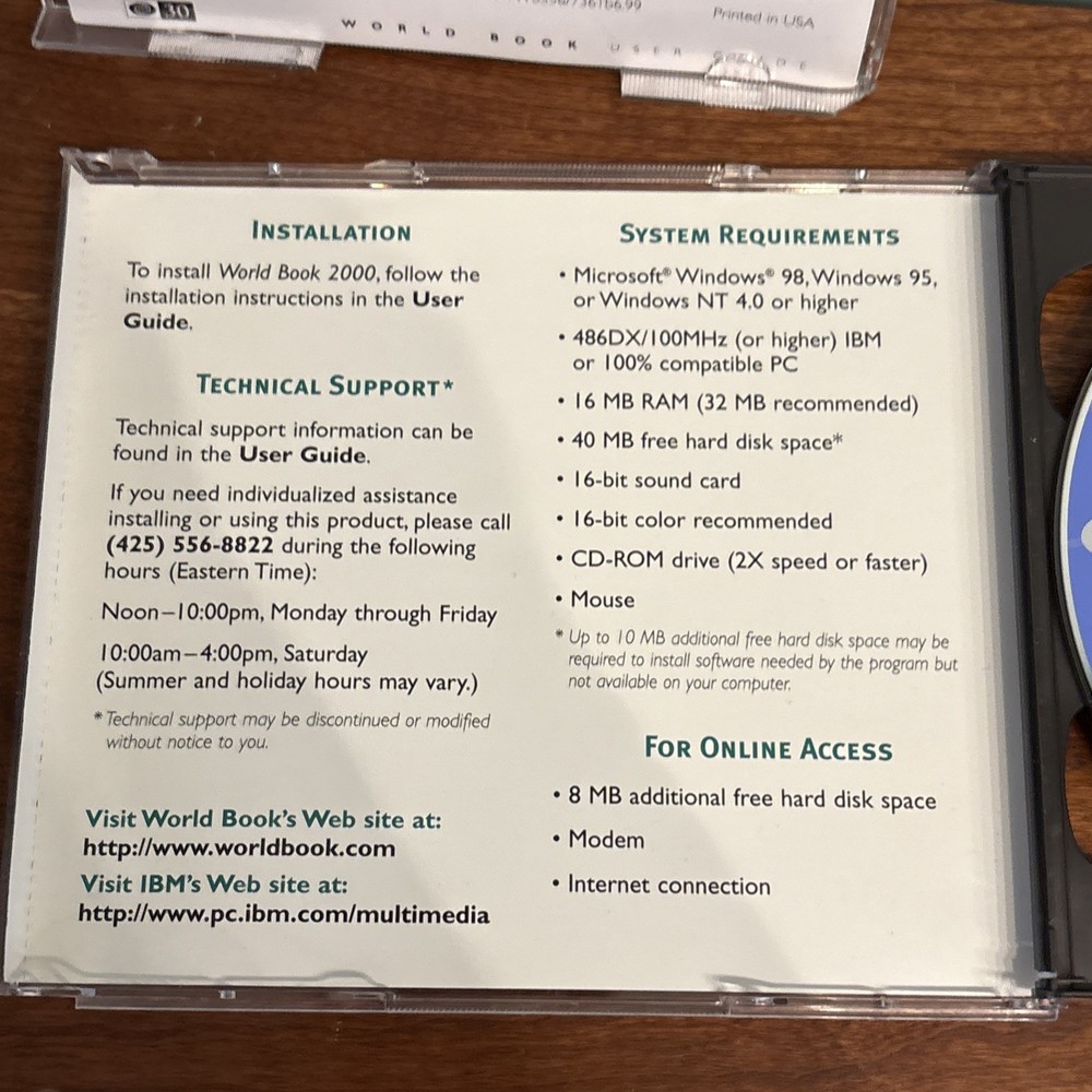 World Book, Millennium 2000 Standard Edition, CD, Windows 95 / 98, IBM