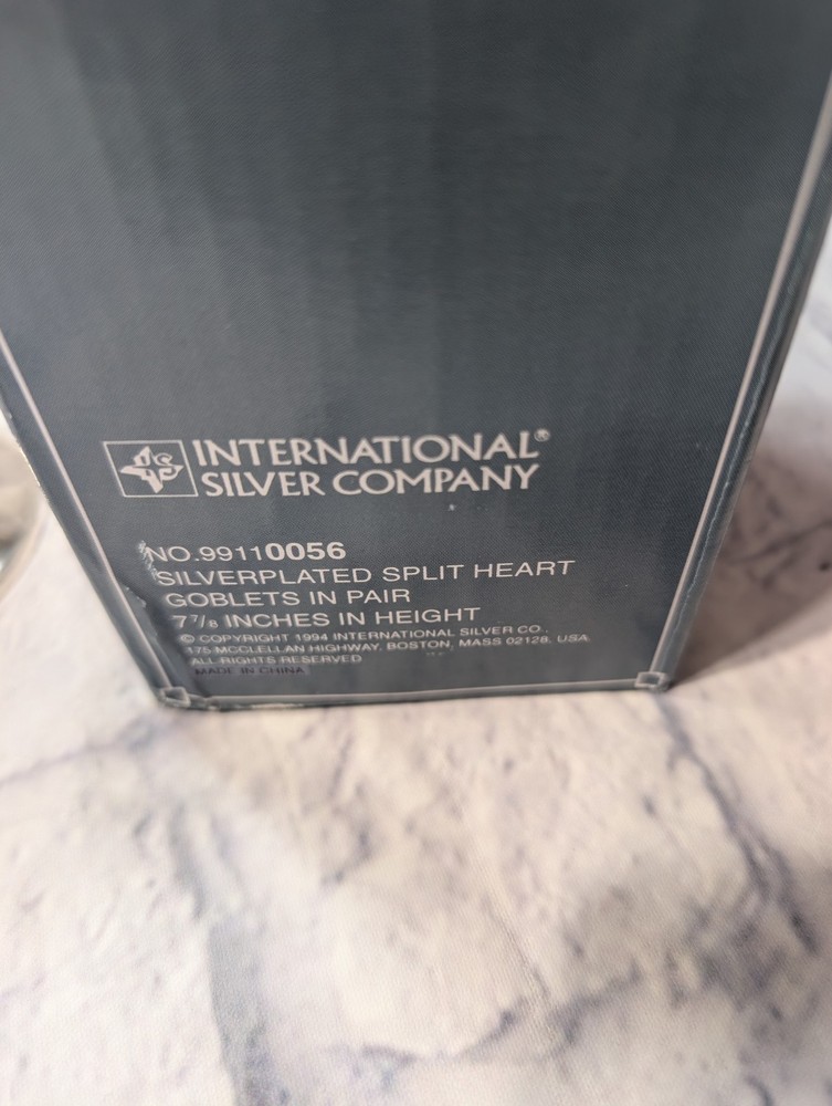 Vintage International Silver Company Plated Split Heart Wedding Goblet Pair