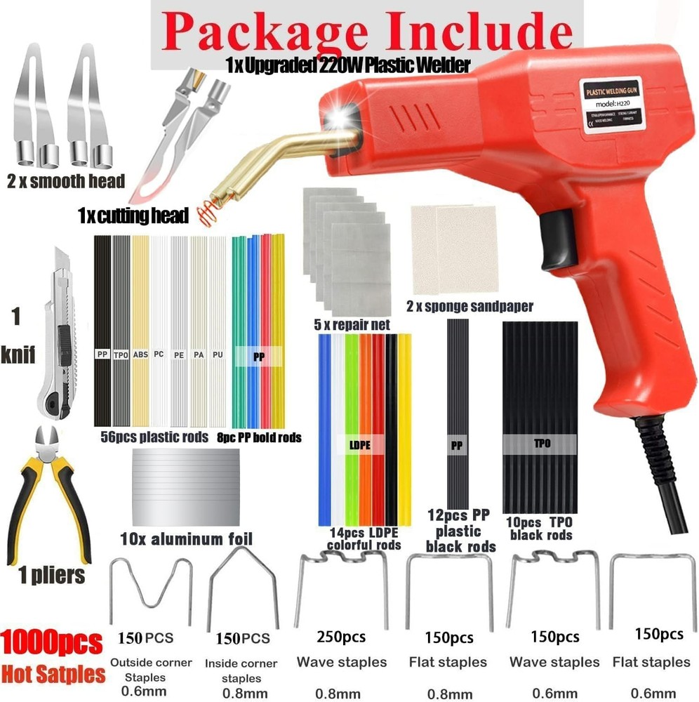 Multi-Functional 220W Plastic Welding Kit with Safety Features & Accessories