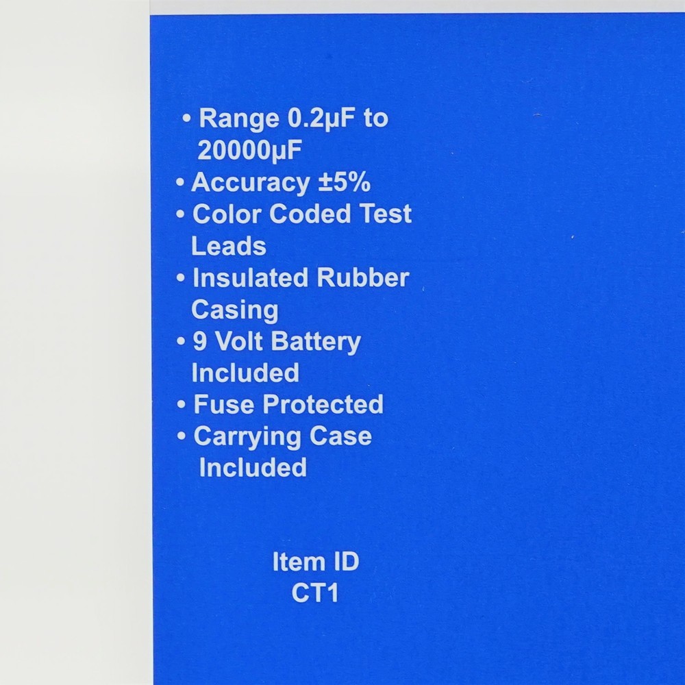 CT1 Digital Capacitor Test Tester Meter 2 - 2000 mfd's
