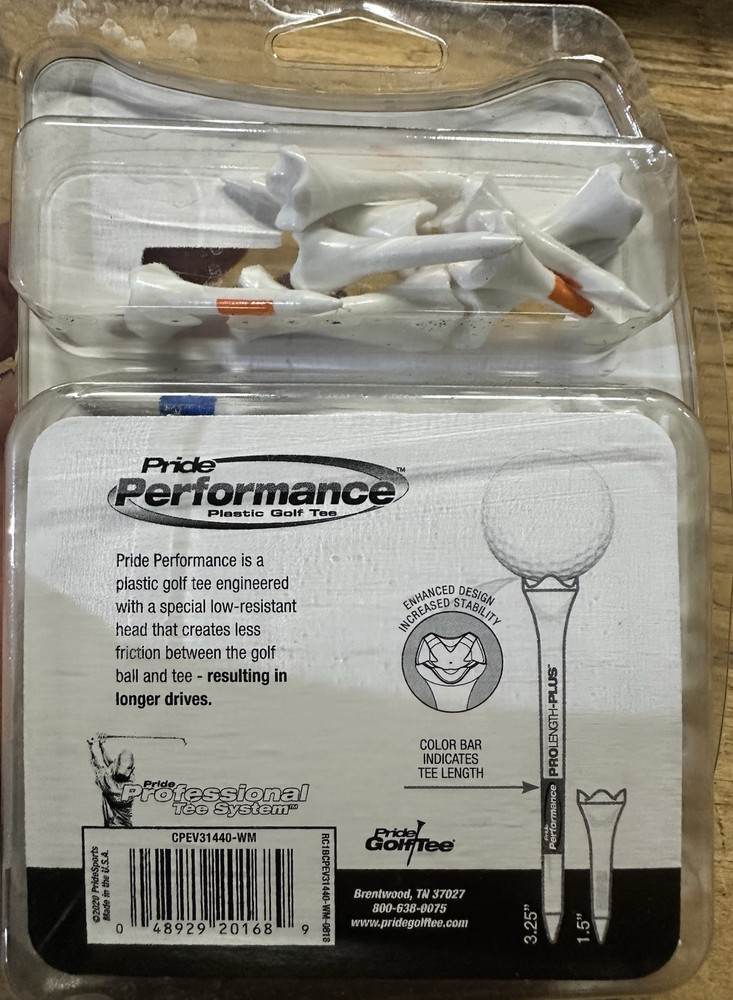 pride Professional Tee System, Pride Performance Plastic Golf Tees Combo Pack, 3