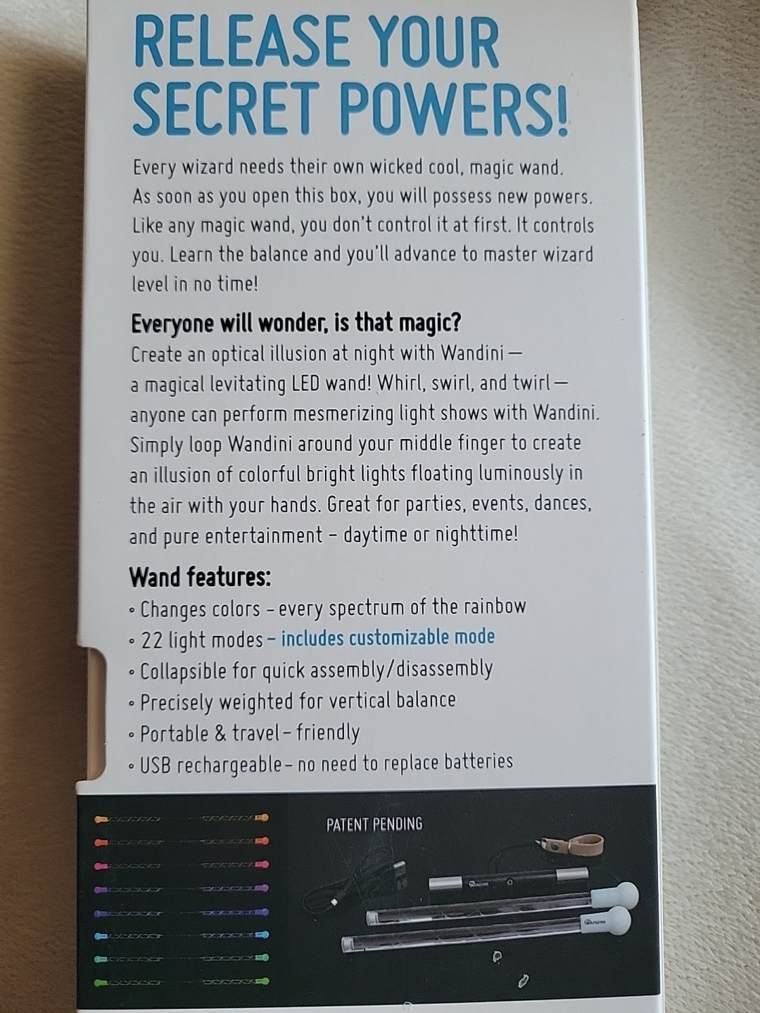 Wandini Glow.0 Magic Wand Collapsible LED Levitation Wand USB Rechargeable FR SH