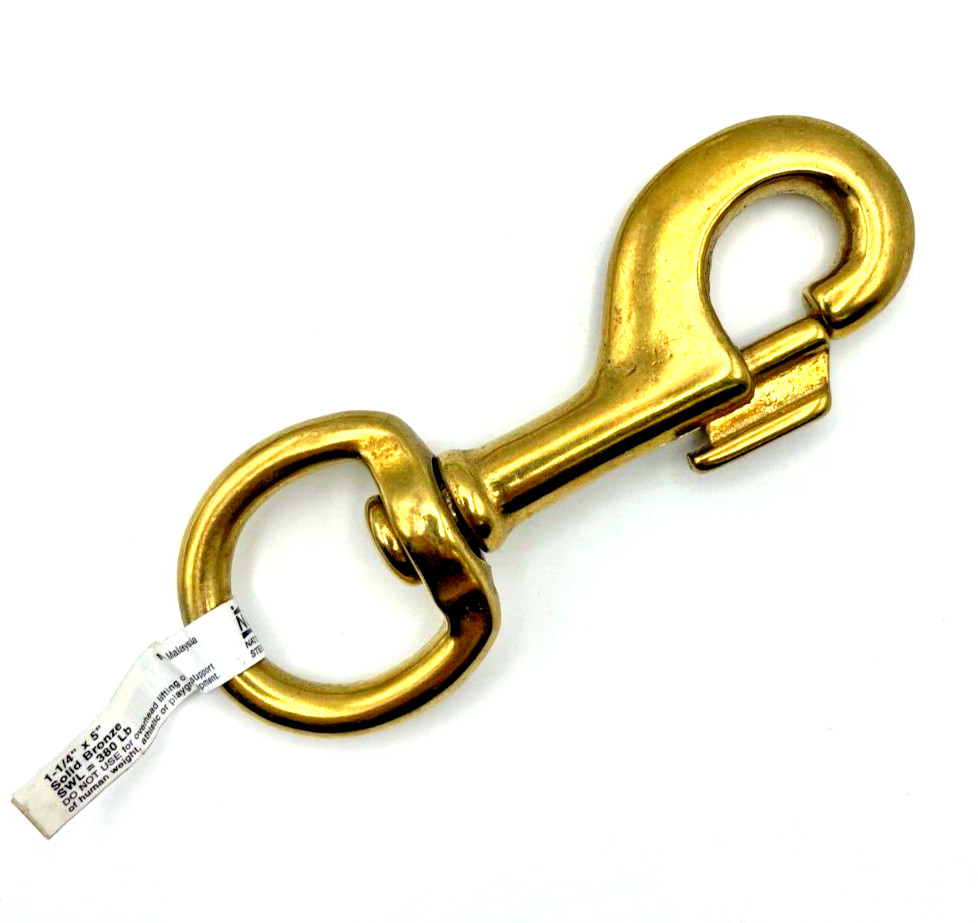 1- 1/4" x 5" Solid Bronze Bolt Snap National Hardware N258-608 - Harness Maker