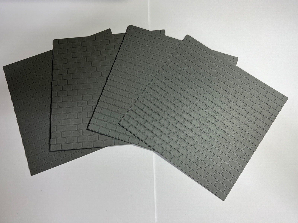 O Scale Textured Stone Blocks For Trains & Models - Four 6"x6" Plastic Sheets