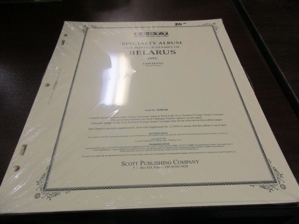 THE SCOTT SPECIALTY ALBUM POSTAGE STAMPS BELARUS ,1992  W/FREE SHIPPING!!