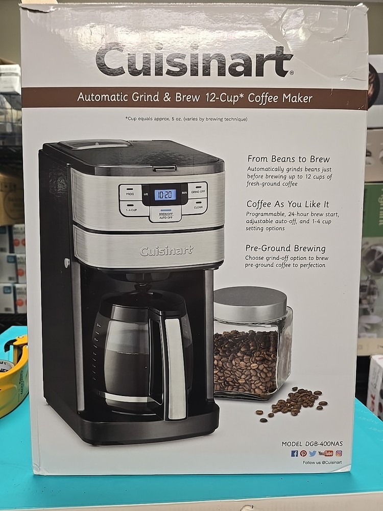 Cuisinart Automatic Grind & Brew 12-Cup  Coffee Maker - Display Lcd Power TESTED