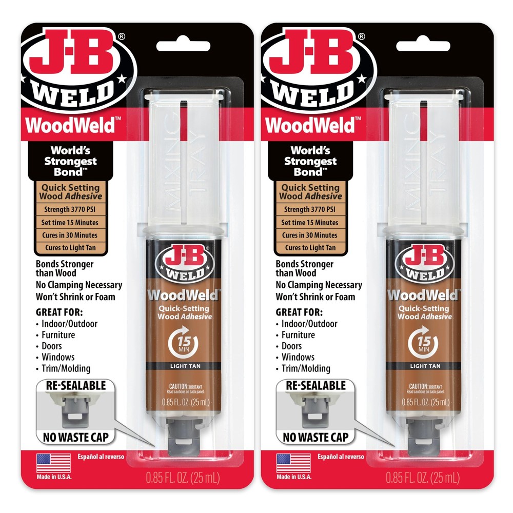 WoodWeld Syringe, Light Tan, 25ml 2 Pack