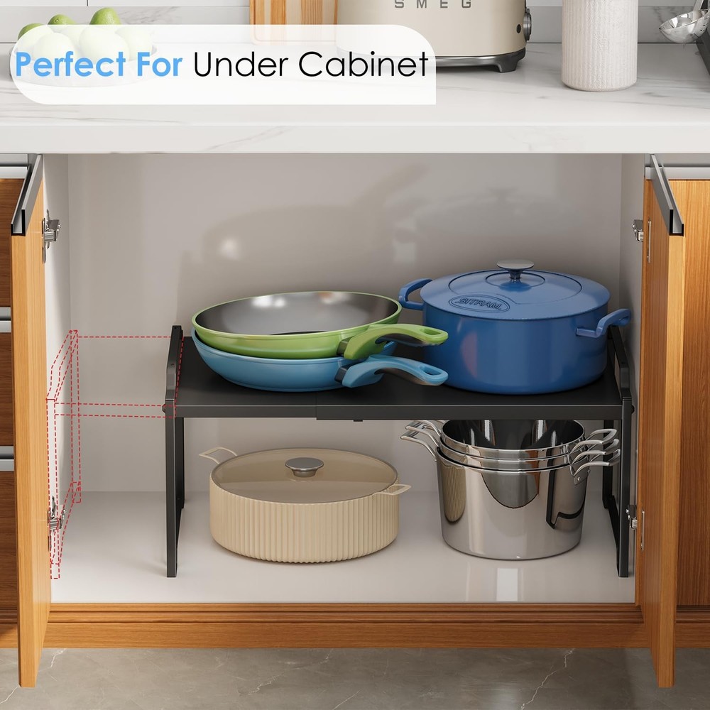 2 Pack 11” Width Expandable Kitchen 2 Pack: 11"D x 23.6"W x 8.7"H, Black