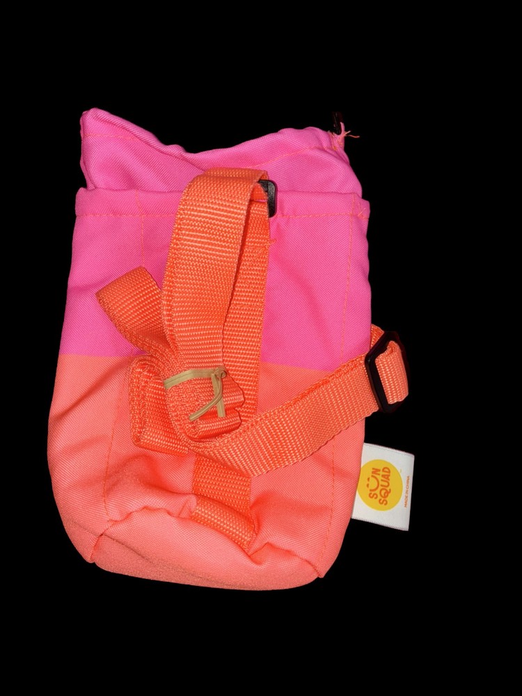 SUN SQUAD BOTTLE HOLDER NWT Bright Pink/orange With Strap- Drawstring Closer