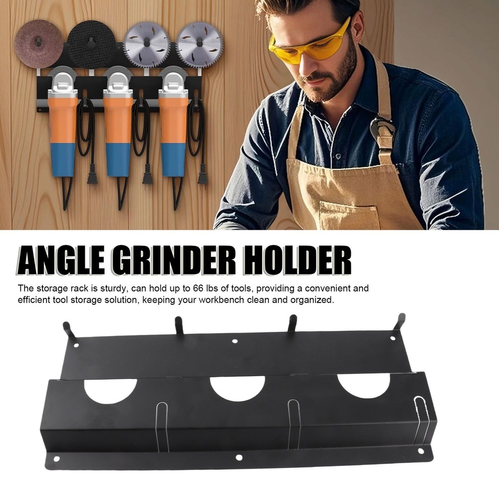Heavy Duty Angle Grinder Wall Mount Bracket With Discs Hook For Garage Workshop