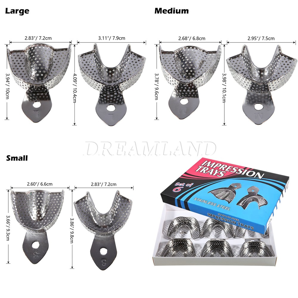 6 PCS Dental Impression Trays set PERFO Denture Instruments CE NEW