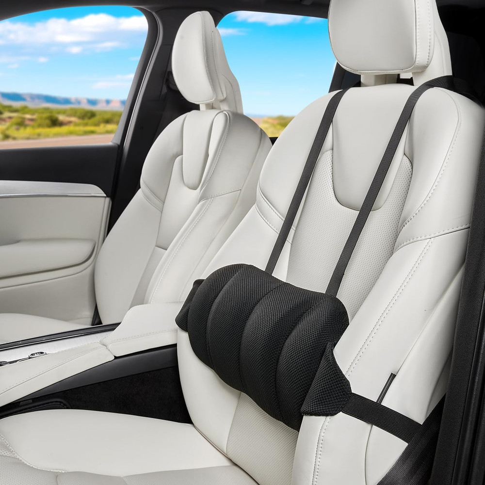 Lumbar Support Pillow for Car,Back Support for Car Seat Cushion,Adjustable Strap
