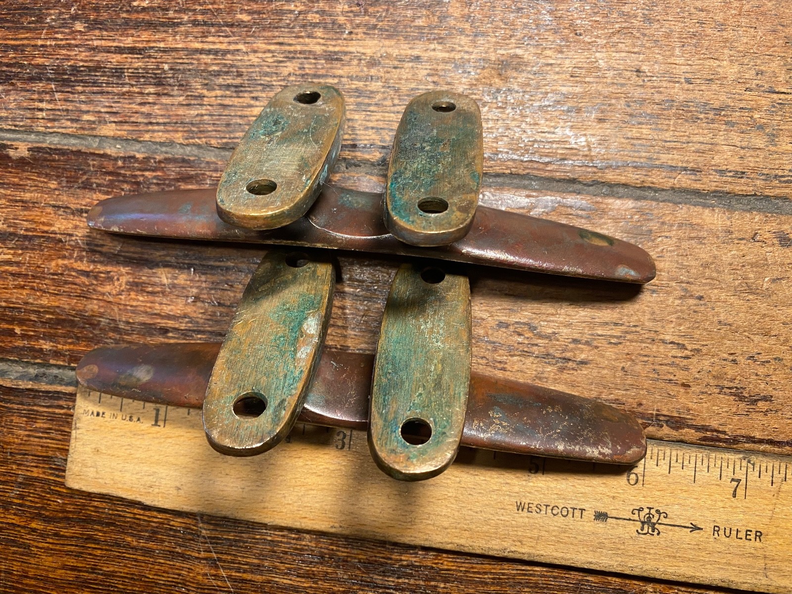 PAIR OF VINTAGE CAST **SOLID** BRONZE 6" CLEATS