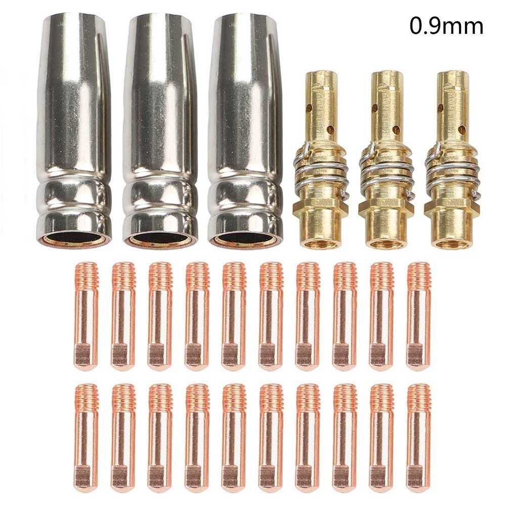 26PCS For MIG Welding Kit Includes 3 Nozzles 3 Diffusers 20 Tips 0.9mm