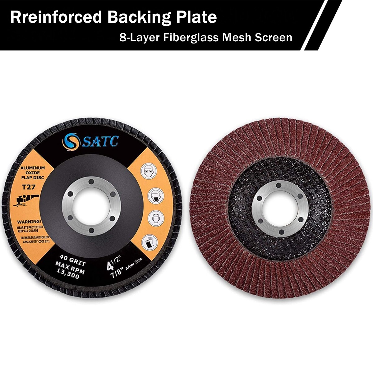 50 PACK 4.5" 4-1/2 Flap Disc 40 Grit Aluminum Oxide Sanding Grinding Wheels T27
