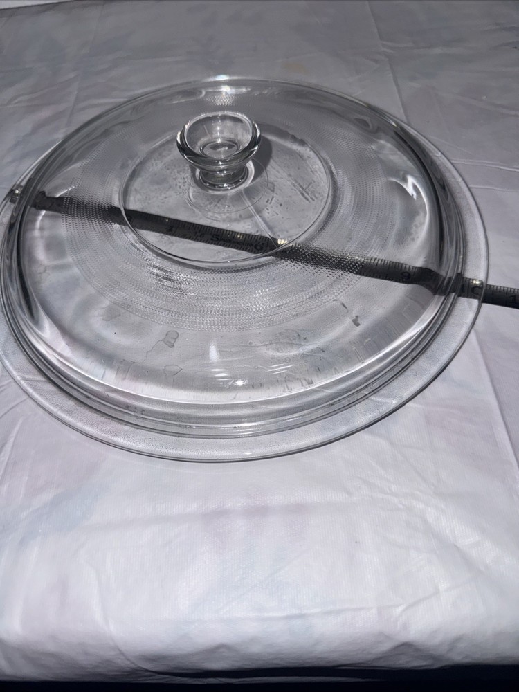 10” Pyrex Corning Ware Clear Glass Replacement Lid Ribbed Knob