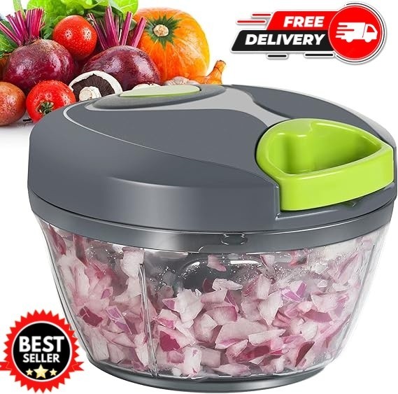 OUROKHOME MANUAL FOOD PROCESSOR VEGETABLE CHOPPER HAND PULL GARLIC ONION CUTTER