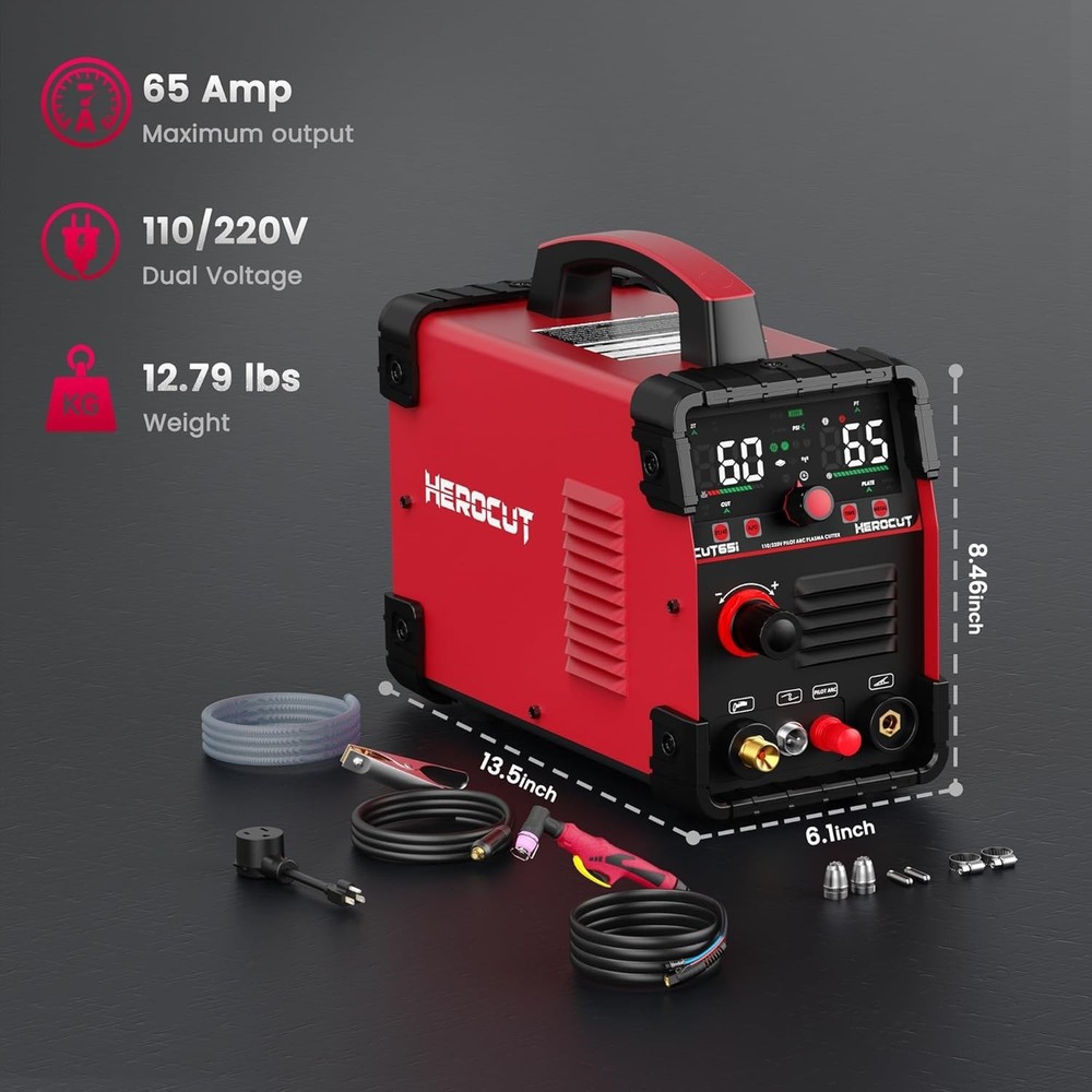65A Dual Voltage Plasma Cutter Machine with Non-Touch Pilot Arc Functionality